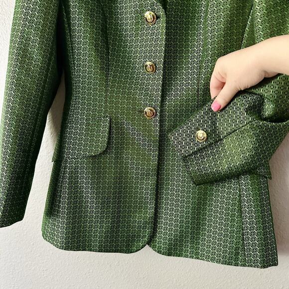 Escada Margaretha Ley Green Jacquard Women's Blazer EU Size 36 US Size Small - Picture 2 of 14